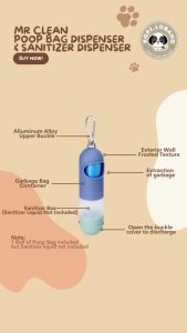 ✅[SG] MR CLEAN POOP BAG DISPENSER & SANITIZER  FOR DOG AND CAT ★ Germ-Free Anytime ★ FREE Indoor & Outdoor Training e-Guide Worth $7★ Perfect for Gift