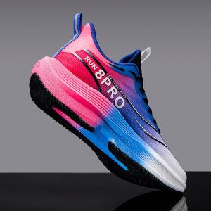 Ultra-Light Carbon Plate Racing Mens Running Shoes Spring Season Shock Absorption Sports Competition Shoes for Students