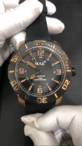 MAX Legend Oversized Watches Black-Rose Gold Steel Case Mens Silicone Strap Watch 52mm 5-MAX609