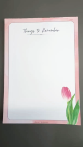PERSONALIZED A5 Aesthetic Minimalist Floral Notepad “Things to Remember” | 50 Sheets 100 GSM Paper
