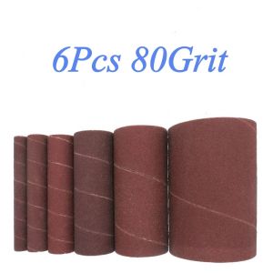 XMSJ | 6Pcs Sanding Drum Set Spindle Sanding Sleeves Roll Oscillating Sander 80/120/240 Grit Paper Aluminum Oxide Sandpaper Polishing