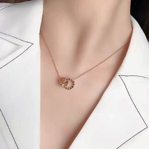 Kalung Titanium Liontin Cincin Ganda Permata Anti Karat Dan Luntur