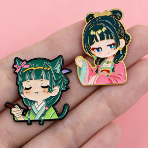 2pcs/Set Cute Green Hair Cat Eared Girl Enamel Pin Anime Badges Brooch Manga Lapel Pins Jewelry Accessories Fans Gifts Japanese