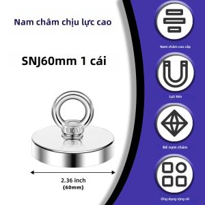 Nam Châm Tròn Siêu Bền D42mm Lực Hút Công Nghiệp Có Móc Treo Và Móc Nâng Dùng Cho Câu Cá