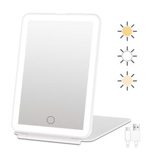Gương Trang Điểm Di Động Có Thể Sạc Lại Màn Hình Cảm Ứng Đèn Có Thể Điều Chỉnh Độ Sáng 3 Màu Ánh Sáng Gương Trang Điểm Làm Đẹp Dành Cho Du Lịch