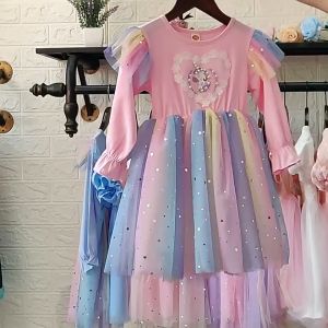 🌺 พร้อมส่ง🇨🇷 ชุดยูนิคอร์น ชุดโพนี่ สีรุ้ง สไตล์เจ้าหญิง no.v15