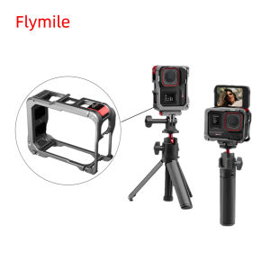 Flymile Aluminum Alloy Frame for Insta360 Ace Pro Protective Case With Expansion Cold Shoe Metal Camera Cage For Insta360 ACE 2