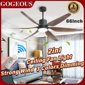GOGEOUS NEW 52inch ceiling fan with light modern ceiling fan with led light with remote strong wind 3 colors dimming ceiling lights with fan mute ceiling fan heavy duty for living room bedroom