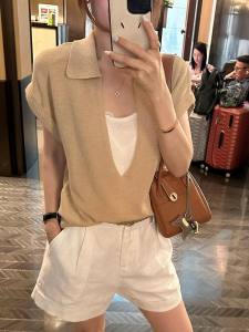 YINGKETUO | Stylish Retro Slender Versatile Knit Short Sleeve T-shirt