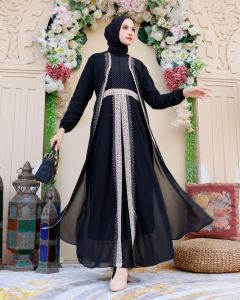 ABAYA ZULAIKHA // COD // KIRANA DRESS ABAYA CERUTI PAYET RENDA BUSUI// ABAYA HITAM-PUTIH // ARABIAN GAMIS // FASHION MUSLIMAH VIRAL KEKINIAN