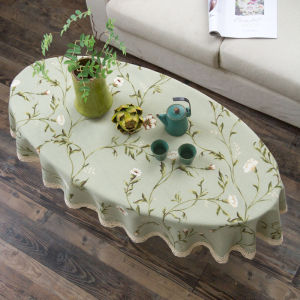 Oval Coffee Table Tablecloth American Fresh Small Floral Duck Egg Oval Cloth Tea Table Cloth Cover Cloth Cotton Linen Ins Style