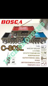 Bosca C-803L USB SD FM Stereo Power Amplifier with Microphone Input and Bluetooth 1000W DC12V Hi-Fi Stereo Amplifier