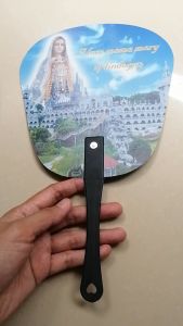 Plastic Pamaypay hand fan with handle paypay | Mama Mary Design Simala Cebu | Divine Mercy