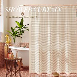 YINSHANG | Wabi Sabi Style Waterproof Shower Curtain for Bathrooms Dry Wet Area Separation
