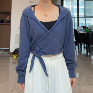 เสื้อคลุมโยคะแบบมีฮู้ด ทรงเข้ารูป แขนยาว ผ้าขนแกะ ทรงหลวม สำหรับผู้หญิง ฤดูใบไม้ร่วง 2022 แฟชั่นสปอร์ต เสื้อคลุมโยคะ