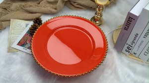 Nordic 13-inch charger plates Red round tray for Christmas decorations Wedding party fruit plate
