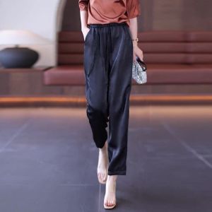 QIAOXIZI | Summer Lightweight Large Size Silk Slender Loose Straight Pants