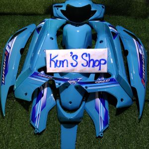 ชุดสี125iไฟเลี้ยวบังลมสีฟ้าดรีมชิ้นงานสนิทเปลือกงานABS มี13ชิ้น