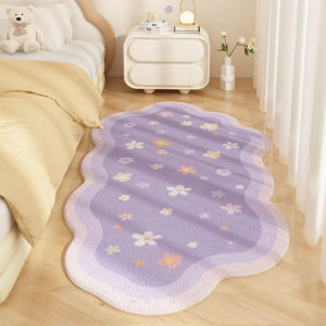 Cream Style Orange Floral Shaped Velvet-Like Waterproof Stain-Resistant Carpet