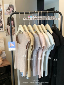 Korean Style Square Collar Solid Color Knitted Short Sleeve T-Shirt Womens Slimming Short Length Belly Button Baring Top