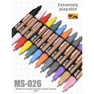 12pcs MS026 D001~D012 Oil-based Marker Double Headed 0.7mm Mark Pen Set for GK DIY Model Coating Tools for Modeler Coloring Tools Hobby DIY