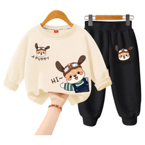 สบายๆฤดูใบไม้ร่วงการ์ตูนแอนิเมชั่นชุดเด็กรูปซอสเป็ดยี่ห้อเสื้อและกางเกงชุดสองชิ้นสําหรับชาย