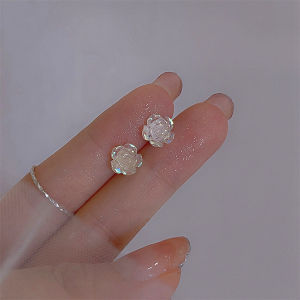 Colorful Rose Earrings Korean Fashion Light Luxury Fairy Gentle Flower Jewelry Accessories for Women