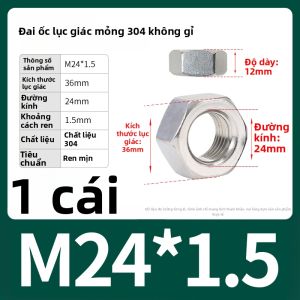 BAIRUITE | Đai Ốc Lục Giác Inox Mỏng Dây Ren M3-M30