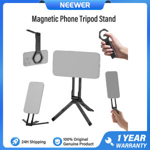 NEEWER Magnetic Phone Tripod Stand Metal Lightweight Portable Cell Phone Holder Desk Mount Selfie Stick Grip Carabiner Style Quick Release DS027