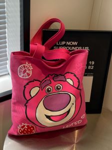 New Cartoon Canvas Shoulder Bag Female Cute Casual Commuter Bag Large Capacity Totes Middle School Student Schoolbag