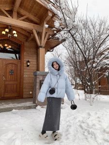 High Waist Gray Thickened Straight Knit Skirt Womens Fall and Winter K-style Retro Elegant Silm Easiest for Match Woolen Skirt