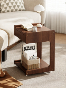 ZHUSHANXIA | Solid Wood Midcentury Minimalist Mobile Drawer Small Table