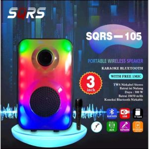 Speaker Karaoke Yang Dilengkapi Dengan Speaker Mic Karaoke Dan Variasi Lampu Warna Warni SQRS HL-105 Full Bass/ Speaker Bluetooth Karaoke Portable Wireless