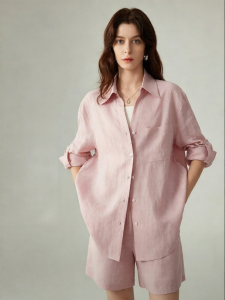 YAKEJIA | Pink Comfortable Sunscreen Linen Shirt