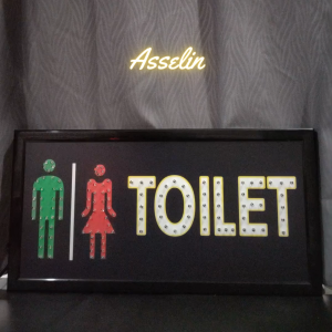 ป้ายไฟ LED ตกแต่งร้านค้า TOILET สไตล์วินเทจ พร้อมสายไฟและปลั๊ก US สำหรับตกแต่งร้านค้าและห้องน้ำ