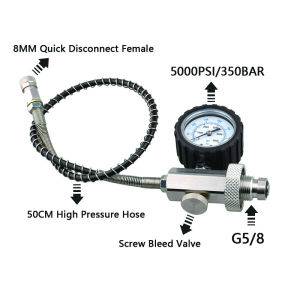 HPA Station G5 8 "DIN 5000PSI เติม HP/350BAR เติมถังเติมลมอะแดปเตอร์เติมแก๊สโซดาอุปกรณ์เสริมสำหรับดำน้ำ
