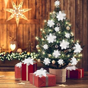 5/10 ชิ้นตกแต่งคริสต์มาสดอกไม้ประดิษฐ์ต้นคริสต์มาสจี้สำหรับตกแต่งบ้านคริสต์มาสการ์แลนด์ปีใหม่ 2026 ของขวัญเครื่องประดับ