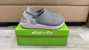 Giày sục crocs chuẩn xịn chống hôi chân nhựa tế bào êm mềm bền đi mưa lội nước đi biển literide màu xám xám
