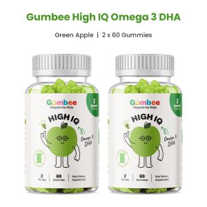 Gumbee High IQ Omega 3 DHA Green Apple Kids Gummies 2 x 60