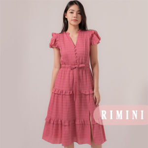 RIMINI - Dress Wanita Ruffle Berlengan XS-XL - Naera Tartan Ruffle 85756