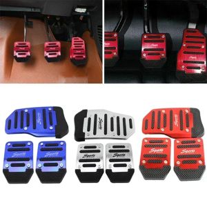 New 3PCS/2PCS Universal Non-Slip Aluminum Manual Transmission Car Pedal Cover Set Kit Pedali Red/Blue/Silver Car Accessories