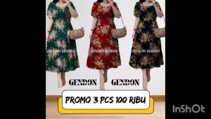 3 PCS 100 RIBU DRESS BUNGA BANGKOK MOTIF SAKURA TERBARU 2025/ DRESS IMPORT KOREAN STYLE TERLARIS