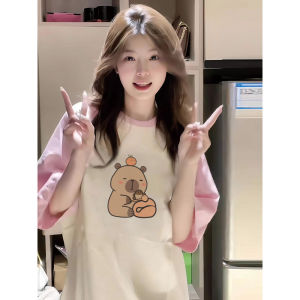 Áo Thun Cotton Tay Ngắn Màu Hồng Cho Nữ Mùa Hè 2025 Áo Thun Cotton Dáng Rộng Thoải Mái Cho Học Sinh Trung Học Phổ Thông Và Cao Cấp