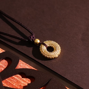 Chow Sang Sang 周生生 999.9 24K Pure Gold Cultural Blessings Abundant Filigree Round Necklace for Women & Men 70cm 94541Z Price-by-Weight 8.98g Gold