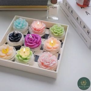 Nến thơm tinh dầu tạo hình hoa cốc thủy tinh sáng tạo 40g quà tặng ngày lễ quà lưu niệm thủ công