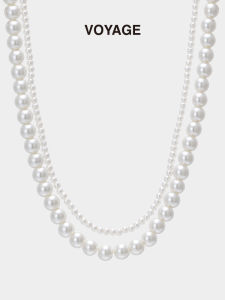 Double Layer Twin Fall and Winter Pearl Necklace for Women Light Luxury Minority Sweater Chain Sweet Cool Design Retro Ornament Chain Accessories