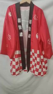 Happi Coat Japanese Traditional Matsuri Festival Kimono Yukata Red Blue Checkered Print For Men Women Cosplay Party Haori Coat
