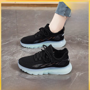 Womens Shoes Summer Breathable Black Sports Running Mesh Coconut Shoes Shit Feeling Super Soft Bottom Mesh Surface Shoes Thin Small Size 34