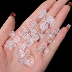 Nhựa trong trong suốt hạt bằng acrylic quyến rũ hoa bướm vuông bông tuyết sao trái tim hình học hạt cho vòng cổ vòng tay đồ trang sức thủ công làm thủ công làm phụ kiện
