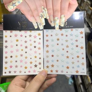 1pcs 5D Embossed Grid Star Nail Stickers Y2K Polka Dot Stripe Pentagram Nail Decals Self-Adhesive Korean Style Manicure Sliders
